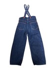 Childrens Vtg 50s Suspender Denim Blue Jeans Flannel Lined Side Metal Zip Kids