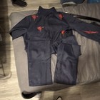 Navy Blue Twill Zip-front Workwear Coveralls jumpsuit Red Splatter Print 3xl