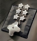 Italian 925 Sterling Silver Floral Necklace   Earrings Set Satin Brushed Modern 