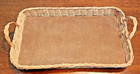 Vintage Woven Wicker  Rattan Rectangle Tray Woven 16  x 10   Farmhouse