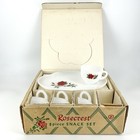 Vintage Federal Glass Snack Set Milk Glass Rosecrest 8 Pcs Original Box Roses