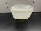 Vintage Fire-king Milk Glass Clear Lid Refrigerator Storage Dish 4    