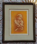 Vintage Dallas Cowboys Football Player Framed Art Print Signed Virginia Curtin