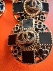 Chanel Buttons Cc Logo Set Of 5 Black And Gold Baroque W  Flower 25mm Big
