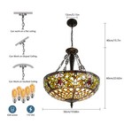 Vintage Style 5-lights Chandelier Stained Glass Pendant Lamps Ceiling Fixtures