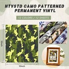 Camo Permanent Vinyl - 12 Sheets 12   X 10  colorful Camo Permanent Adhesive    