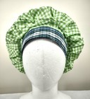 Bouffant Scrub Cap Chemo Hat Chef Handmade Cotton 23 5    To 33 5    Green Check
