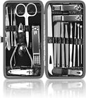 19pcs Pedicure Nail Toe Clippers Manicure Kit Cleaner Cuticle Grooming Set Case