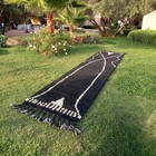 2  X 8  Handmade Beber Runner - Moroccan Wool Runner Rug - Black Bedside Rugs