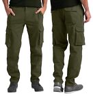 Mens Cargo Trousers Relaxed-fit Work Outdoor Hiking Multi Pockets Stretch Pants