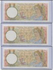 Greece Bank Of Greece 50 Drachmai 1935 P 104 Unc - 3 Sequential Serial Numbers