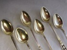 David Andersen 925s Set Six Sterling Demitasse Spoons Black Enamel   Fans Dda18