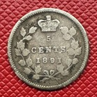 Canada 1891 Silver 5 Cents  Victoria  Km  2