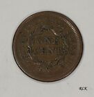 1853 1c Braided Hair Large Cent Nice U s  Type Coin