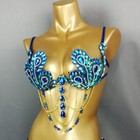 Sexy Samba Carnival Rave Edc Party Rainbow Stones Belly Dance Wire Bra 5 Colors