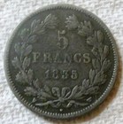 1835-w France - 5 Francs - Louis Philippe I - Lille Mint - 3 4 Oz Silver