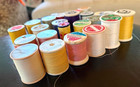 Large Lot Of 40 Vintage Wooden Spools Thread Various Brands Colors Sizes Sewing