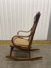 Antique Oak Pressback Child   s Wooden Rocking Chair Spindle Cane Seat Victorian