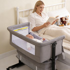Baby Bedside Sleeper Bassinet With Height Adjust  Mesh Sides  Storage   Washable