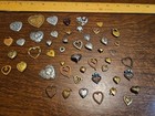 Lot Of 50 Mixed Hearts Mini France Vintage 60s Brass Stampings Findings Jewelry 