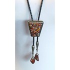 Vintage Jasper Pebble Silver Tone Tops Bolo Tie