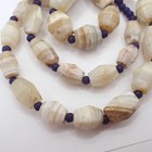 24  Strand White Banded Agate Stone Trade Beads Old Tribal African Collection