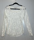 Y2k American Rag Cie Ivory White Sheer Floral Lace Top Size M Long Sleeve Tshirt
