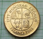 Iceland 1995 100 Kronur  Lumpfish - Cyclopterus Lumpus   Coat Of Arms  Unc