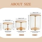 3 Pcs Gold Cake Stand With Crystal Pendants  Metal Cake Stand For Dessert Tab   