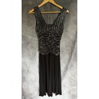 R m Richards Womens Black Sequin Cowl Neck Ruched Formal Evening Gown Size 8