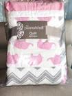 New The Peanutshell Baby Quilt 37  X 44  Pink Grey Elephants Crib Blanket Girls