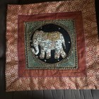 1 Vtg Kalaga Tapestry Pillow Cover Asian Burmese India Elephant   16 x16  Rust