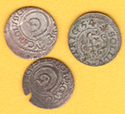 Lot Of 3 Coins Riga Schilling 1654-56 Carl X Gustav Sweden Livonia Germany 2153