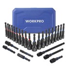 Workpro 27pcs Magnetic Nut Driver Set Impact Drill Driver Bit 1 4  Hex Shank New