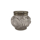 Antique Victorian Pressed Glass Vanity Powder Jar Silver Plated Lid