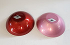 Vtg Emalox Norway Enamel Aluminum Set Of 2 Small Bowls Red Pink Mcm