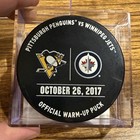 Pittsburgh Penguins Game Used Warm-up Puck 10 26 17 Phil Kessel 300th Goal Coa