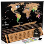 Deluxe Scratch Off World Map Poster - Travel Tracker  Flags  Wall Art  17x24