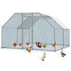 13x10 Ft Flat-roof Large Walk In Chicken Coop Hen House Farm Cage Poultry Run