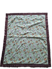 Boys Baby Blanket Jungle Animals Print Flannel Brown Satin Backing Edge Lovey