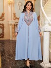 Morocco Dubai Muslim Women Embroidery Abaya Maxi Dress Kaftan Turkey Party Gown