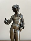 Antique Italian Grand Tour Classical Patina Bronze Narcissus Figure Statue