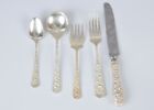 Vintage Stieff Repousse Rose Sterling Silver Flatware Set 60-piece 12-settings