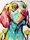 Original Dog Painting Abstract Expressionist Canvas 14x11 Puppy Pet Portrait