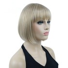 Natural Short Mix Blonde Brown Straight Wigs For Women s Full Synthetic Hair