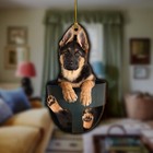 German Shepherd Dog Hanging Car Ornament  Dog On Swing Christmas Ornament Decor