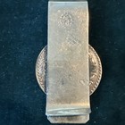 Vtg Map Mexico Sterling Silver Money Clip 1960 Un Peso Coin Aztec Eagle Warrior