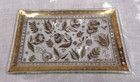 Mcm Vtg Georges Briard Clear Glass   Gold Dresser Tray Floral Pattern   6  X 4 