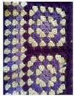 Antique Heirloom Crochet Wool Purple Granny Square Afghan Vintage Throw Blanket