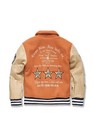Jordan Craig Carpe Diem Varsity Team Jacket Wool Patch Orange Tan Kids Boys 8-16